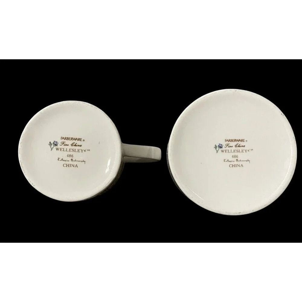 Farberware Wellesley 486 Sugar Bowl with Lid‎ & Creamer Set Fine China Vintage
